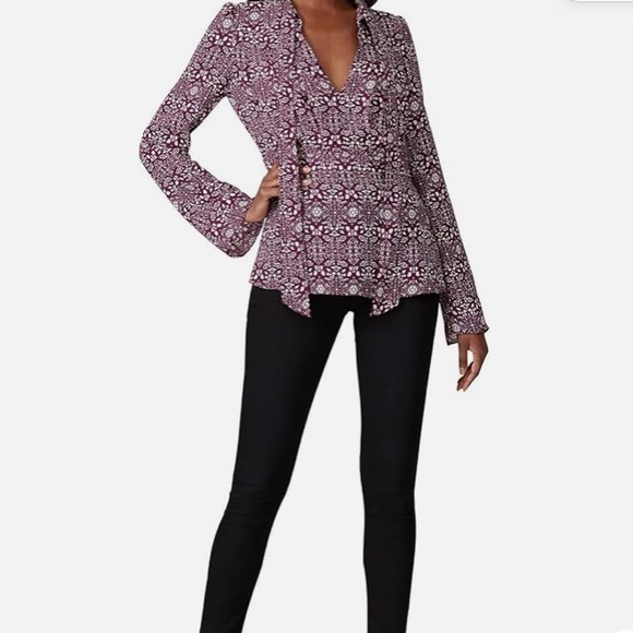 Derek Lam Burgundy and White Patterned Blouse Sz 38 (US 4 appx) - Picture 12 of 12